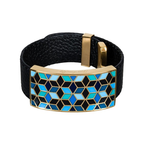 Браслет Fiore Luna на кожаном черном ремешке, CB03209-3 G